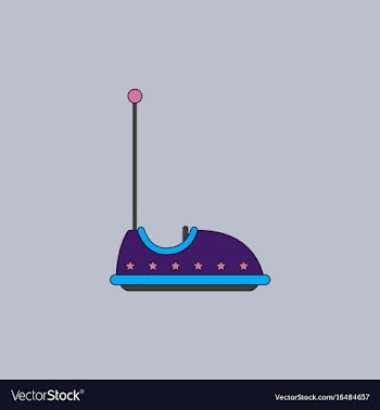 Electric bumper red car flat line icon amusement vector image