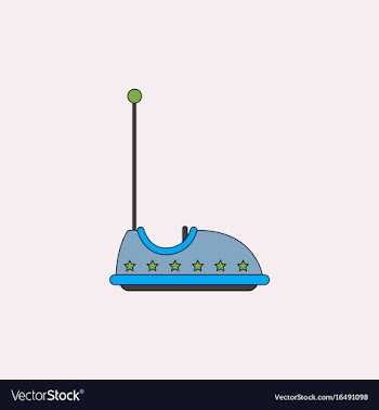 Electric bumper red car flat line icon amusement vector image