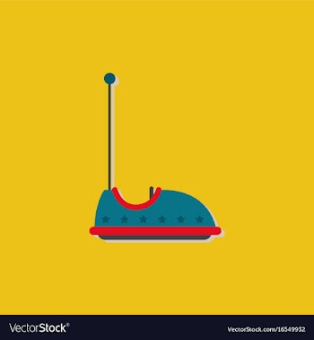 Electric bumper red car flat line icon amusement vector image