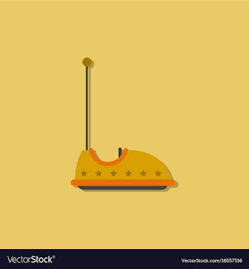 Electric bumper red car flat line icon amusement vector image
