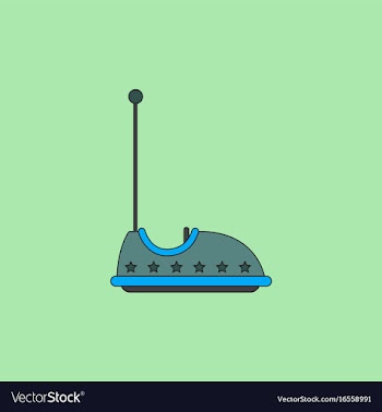 Electric bumper red car flat line icon amusement vector image