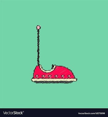 Electric bumper red car flat line icon amusement vector image