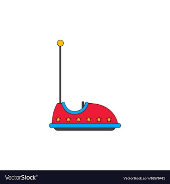 Electric bumper red car flat line icon amusement vector image