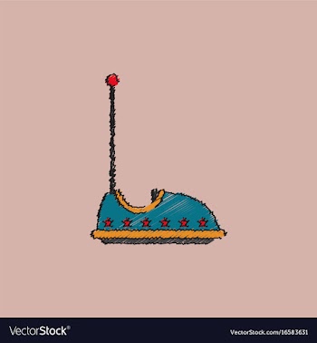 Electric bumper red car flat line icon amusement vector image