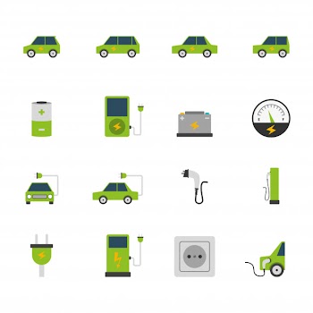 Electric car icon set Free Vector