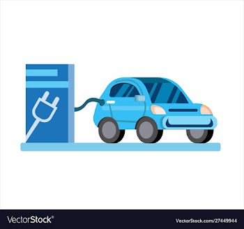 Electric car with charging station vector image