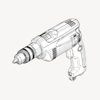 Electric drill drawing, object illustration | Free PSD - rawpixel