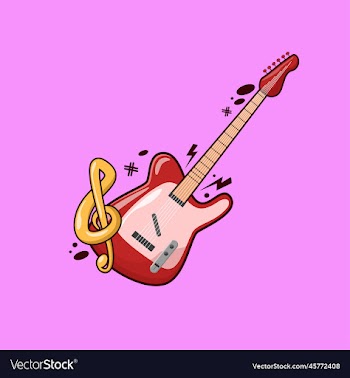 electric guitar with music notes