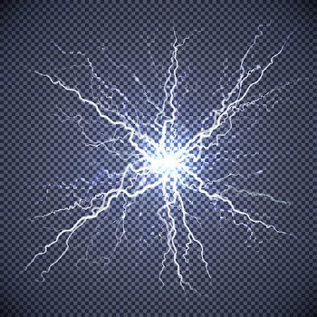 Electric lightning realistic transparent background Free Vector