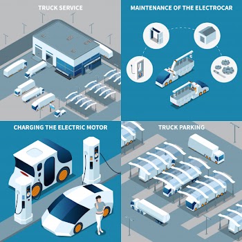Electric vehicles isometric design concept Free Vector