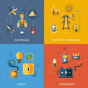 Electricity flat set Free Vector