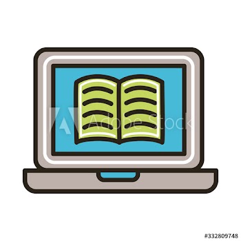 electronic book in laptop education online line and fill style