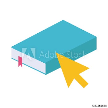 electronic book with mouse arrow education online flat style