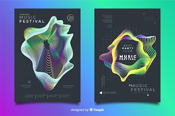 Electronic music festival poster collection Free Vector