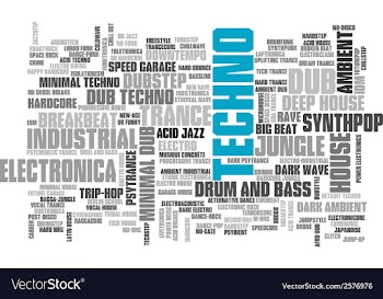  					Electronic Techno Music Styles Word Cloud Bubble vector image														