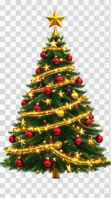 Elegant 3D Christmas Tree Emoji PNG on White Background