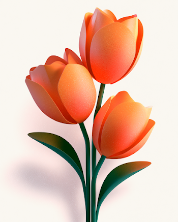 Elegant 3D Vector Orange Flowers