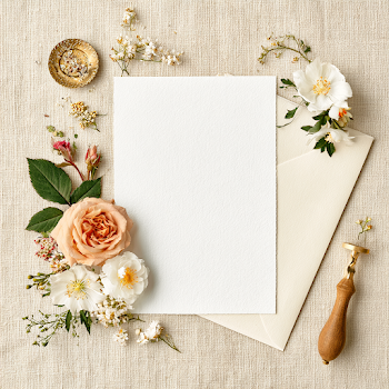 Elegant 5x7 Invitation Card Flat Lay