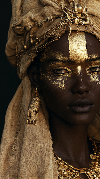 Elegant African Woman Adorned in Gold