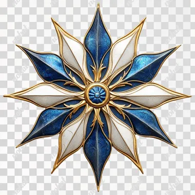 Elegant Art Deco Christmas Star in Blue and Gold