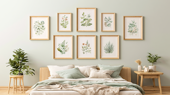Elegant Bedroom Wall Art Arrangement