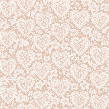 Elegant Beige Lace Seamless Pattern with Heart Motifs