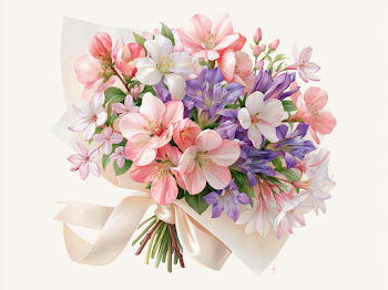 Elegant Birth Flower Bouquet Illustration