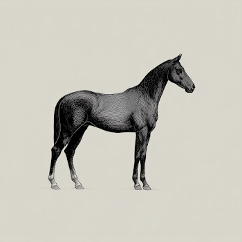 Elegant Black and White Horse Illustration