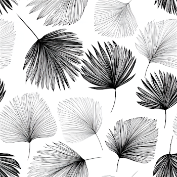 Elegant Black and White Palm Leaves Pattern