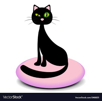  					Elegant black cat sitting on a pink pillow vector image														
