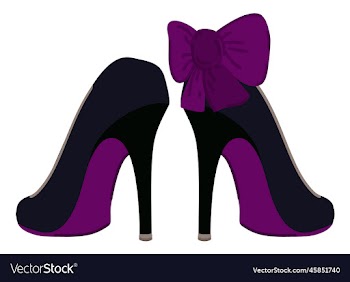 elegant black shoes with high heels and purple