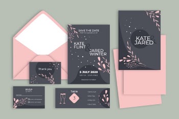 Elegant black wedding templates Free Vector