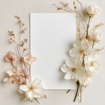 Elegant Blank Invitation Card with Floral Arrangements