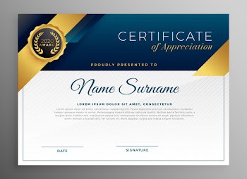 Elegant blue and gold certicate template design Free Vector