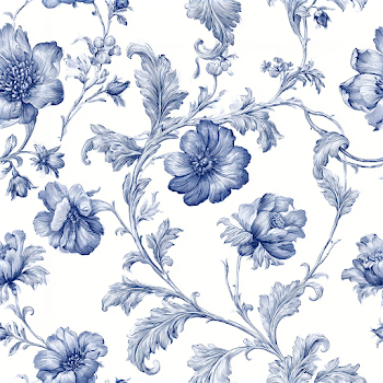 Elegant Blue and White Botanical Toile Pattern
