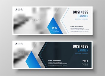 Elegant blue modern business banner design template Free Vector