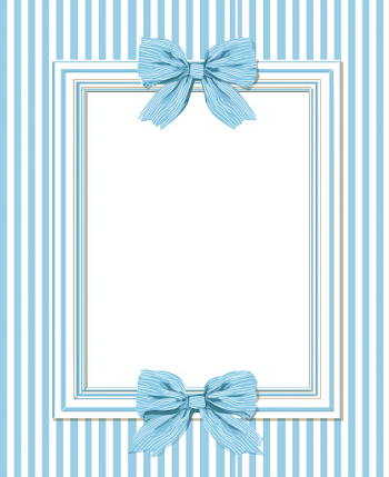 Elegant Blue Ribbon Frame on Striped Background