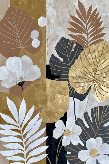 Elegant Botanical Composition with Gold Accents