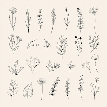 Elegant Botanical Line Art Floral Collection