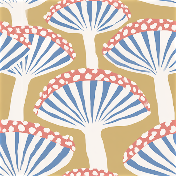 Elegant Botanical Mushroom Pattern