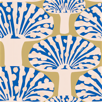 Elegant Botanical Mushrooms in Bronze and Azure