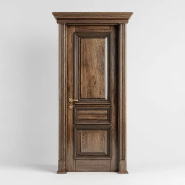Elegant Brown Panel Door on White Background