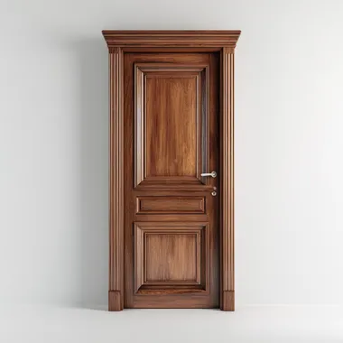 Elegant Brown Panel Door on White Background