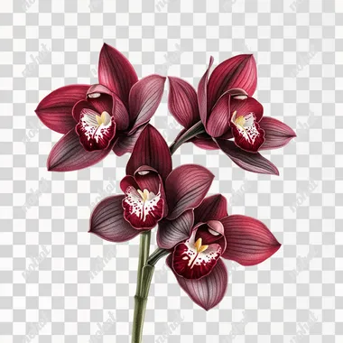 Elegant Burgundy Cymbidium Orchid in Bloom Elegant Burgundy Cymbidium Orchid in Bloom