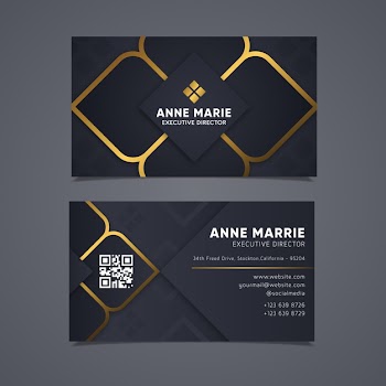 Elegant business card with golden lines Free Vector