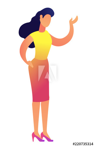 Elegant business woman pointing with hand and doing presentation vector illustration