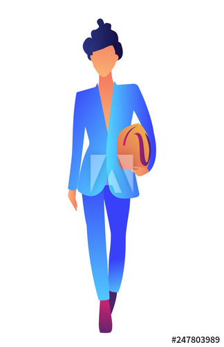 Elegant businesswoman with hairstyle wearing a suit and holding a bag vector illustration