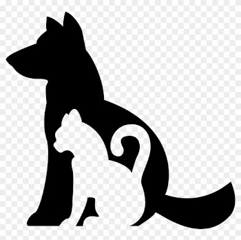 Elegant Cat Paw Print Clip Art Dog And Cat Silhouettes - Dog And Cat Silhouette Png