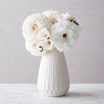 Elegant Ceramic Vase with White Flowers