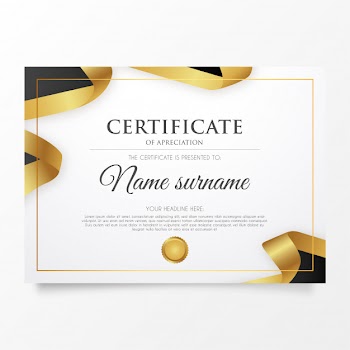 Elegant certificate of appreciation with golden ribbon Free Vector